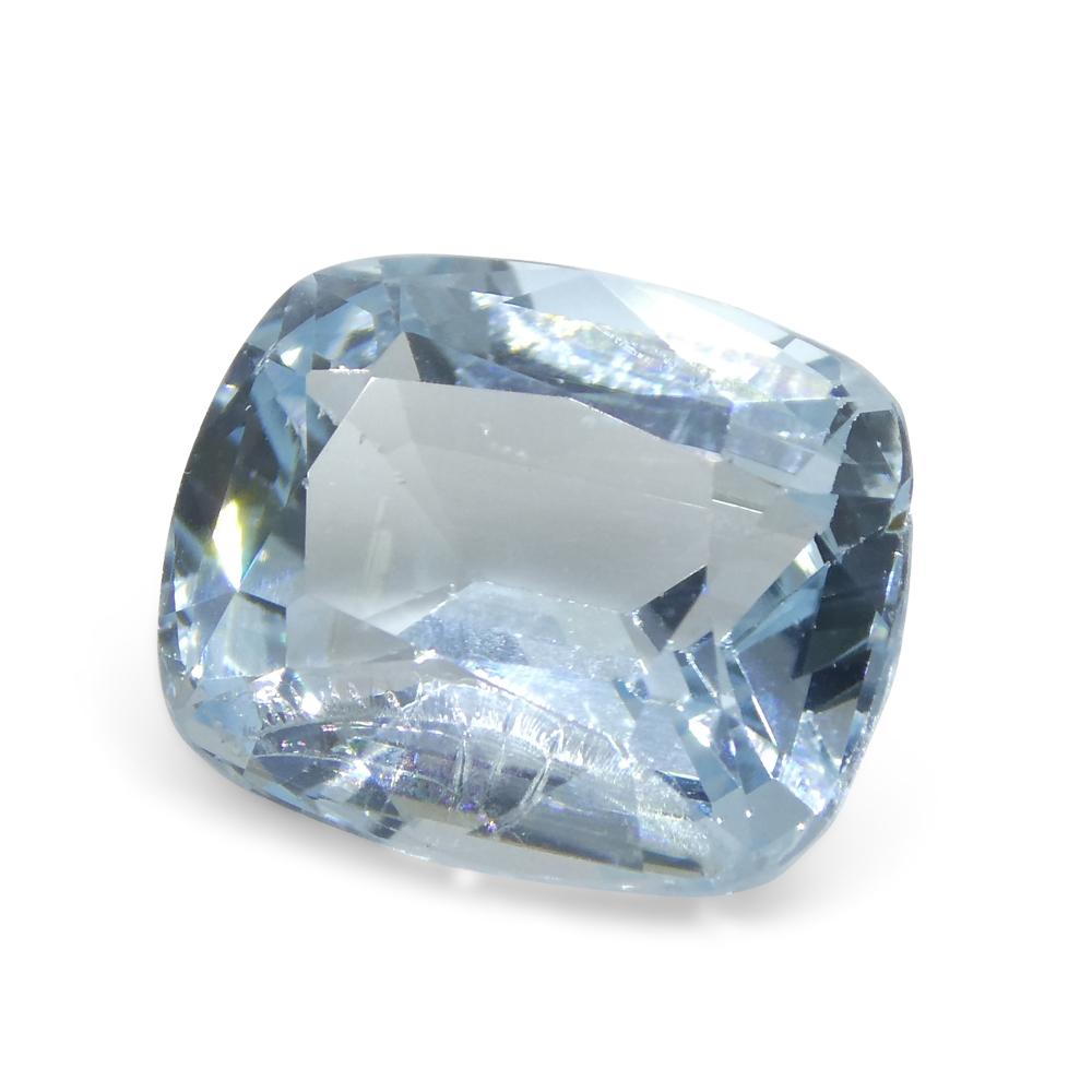 4.37ct Cushion Blue Aquamarine from Brazil For Sale 2