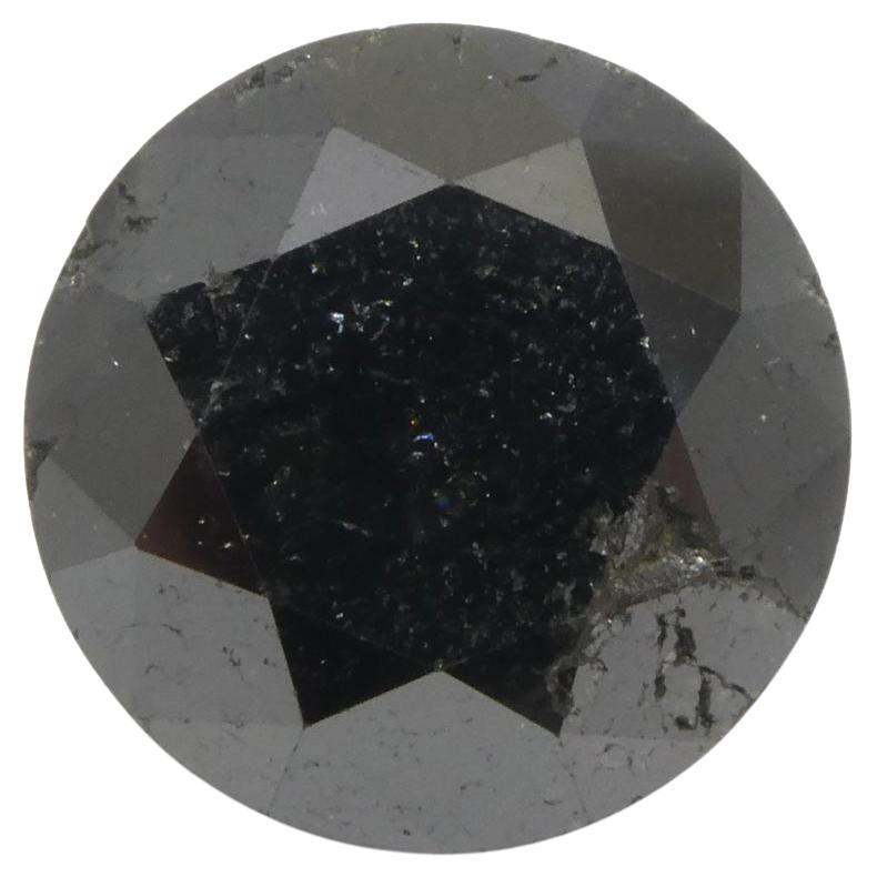 4.37ct Round Brilliant Cut Black Diamond  For Sale