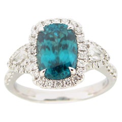 4.38 Carat Blue Zircon and Diamond Cocktail Ring