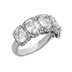 Roman Malakov 4.92 Carats Total Cushion Cut Diamond Halo Wedding Band Ring