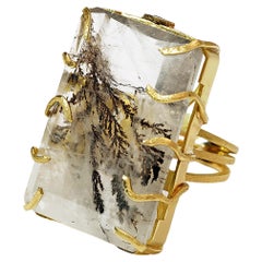 43.8 Karat Dendritquarz 18k Gold Cocktail-Ring