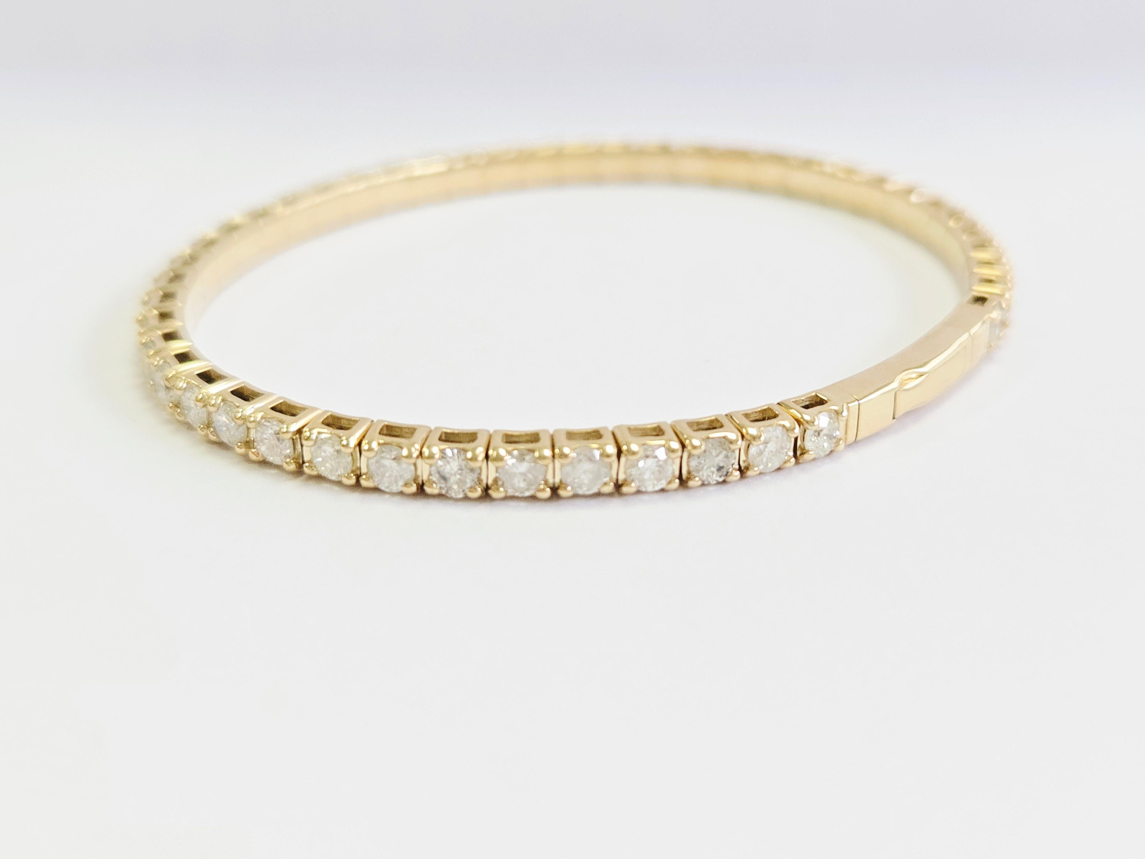 Brazalete Flexible 4,38 Quilates Diamante Natural Oro Amarillo 14 Kilates en Nuevo estado para la venta en Great Neck Plaza, NY