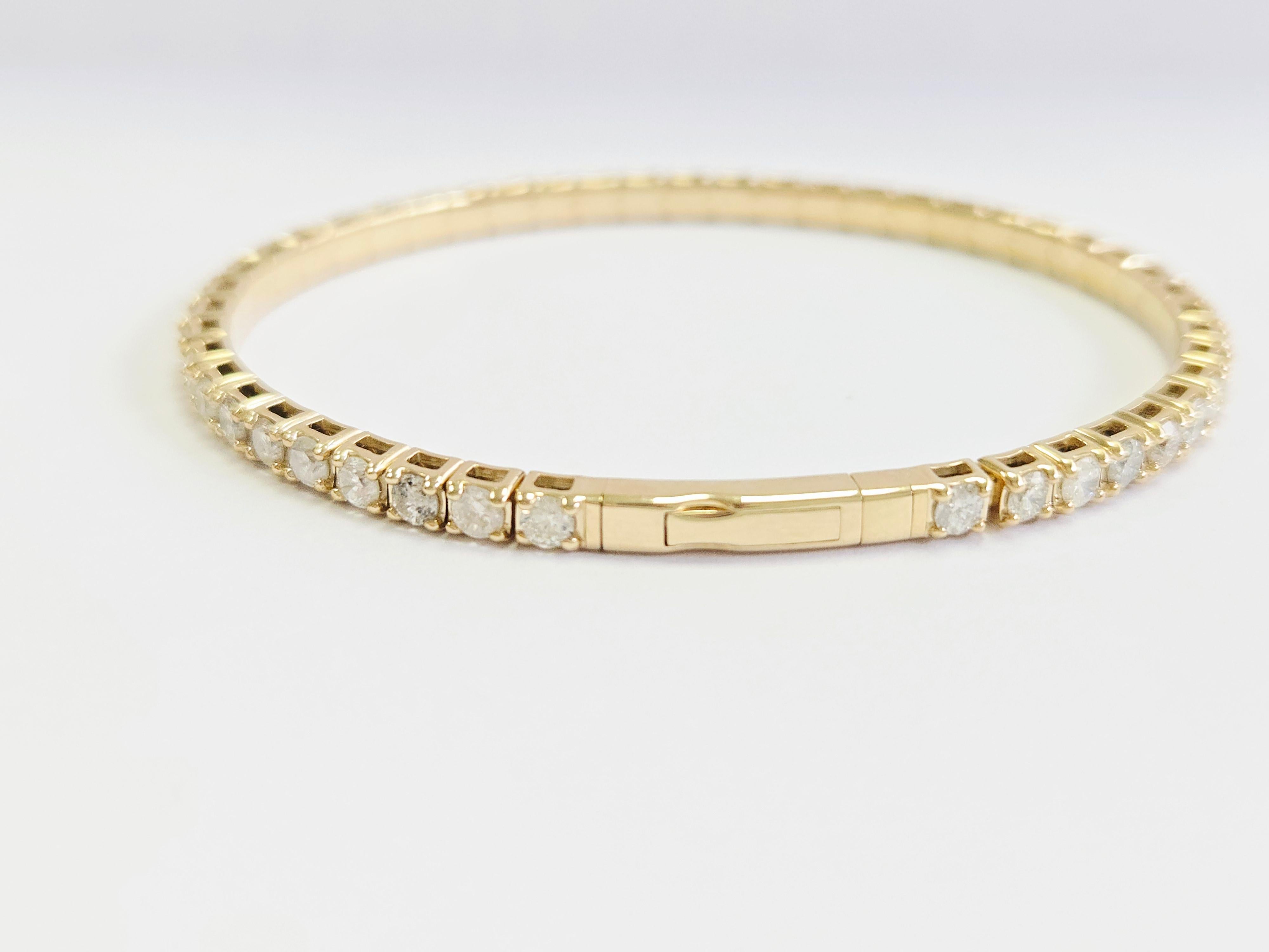 Femenino o masculino Brazalete Flexible 4,38 Quilates Diamante Natural Oro Amarillo 14 Kilates en venta