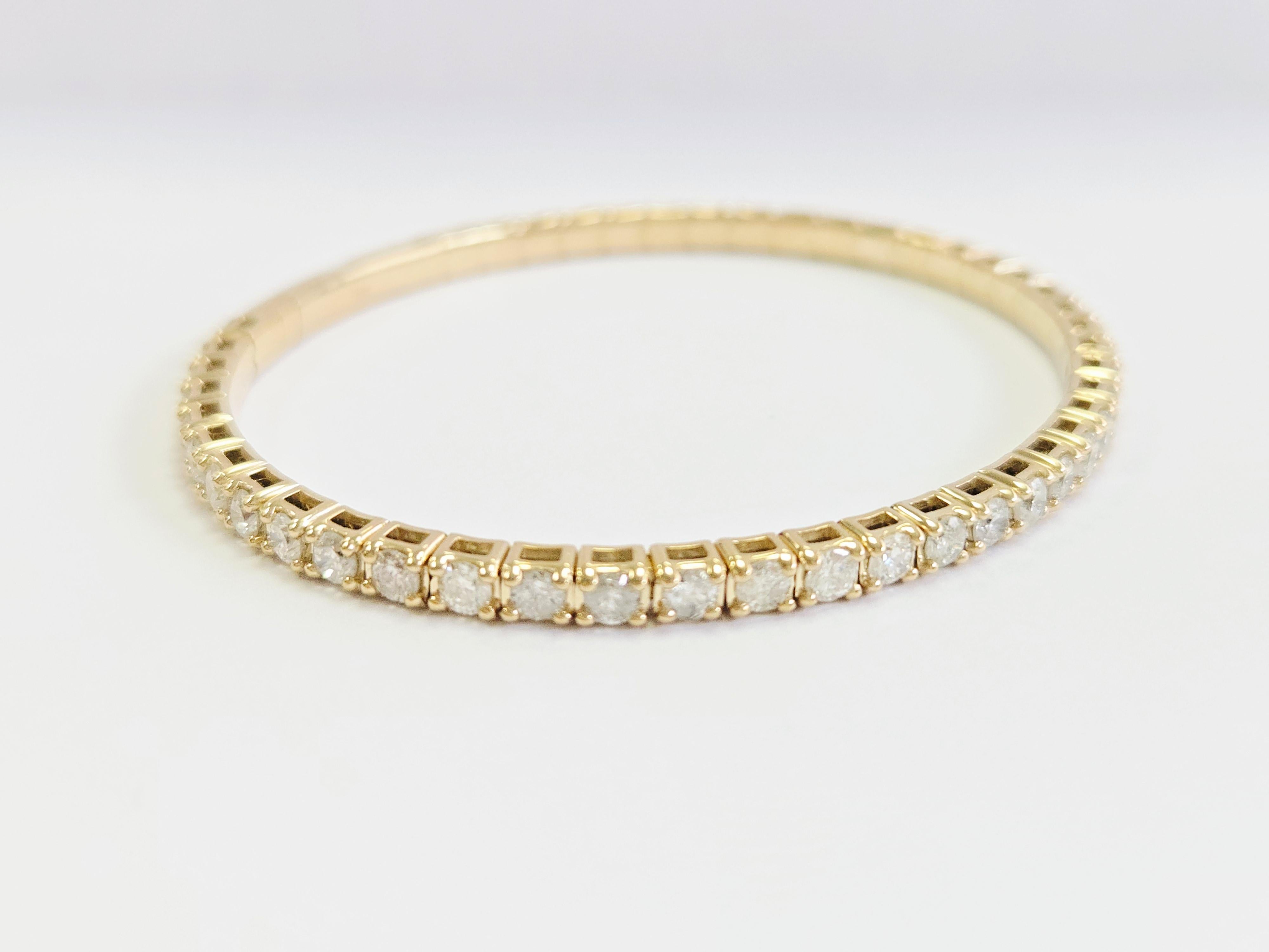 Brazalete Flexible 4,38 Quilates Diamante Natural Oro Amarillo 14 Kilates en venta 1