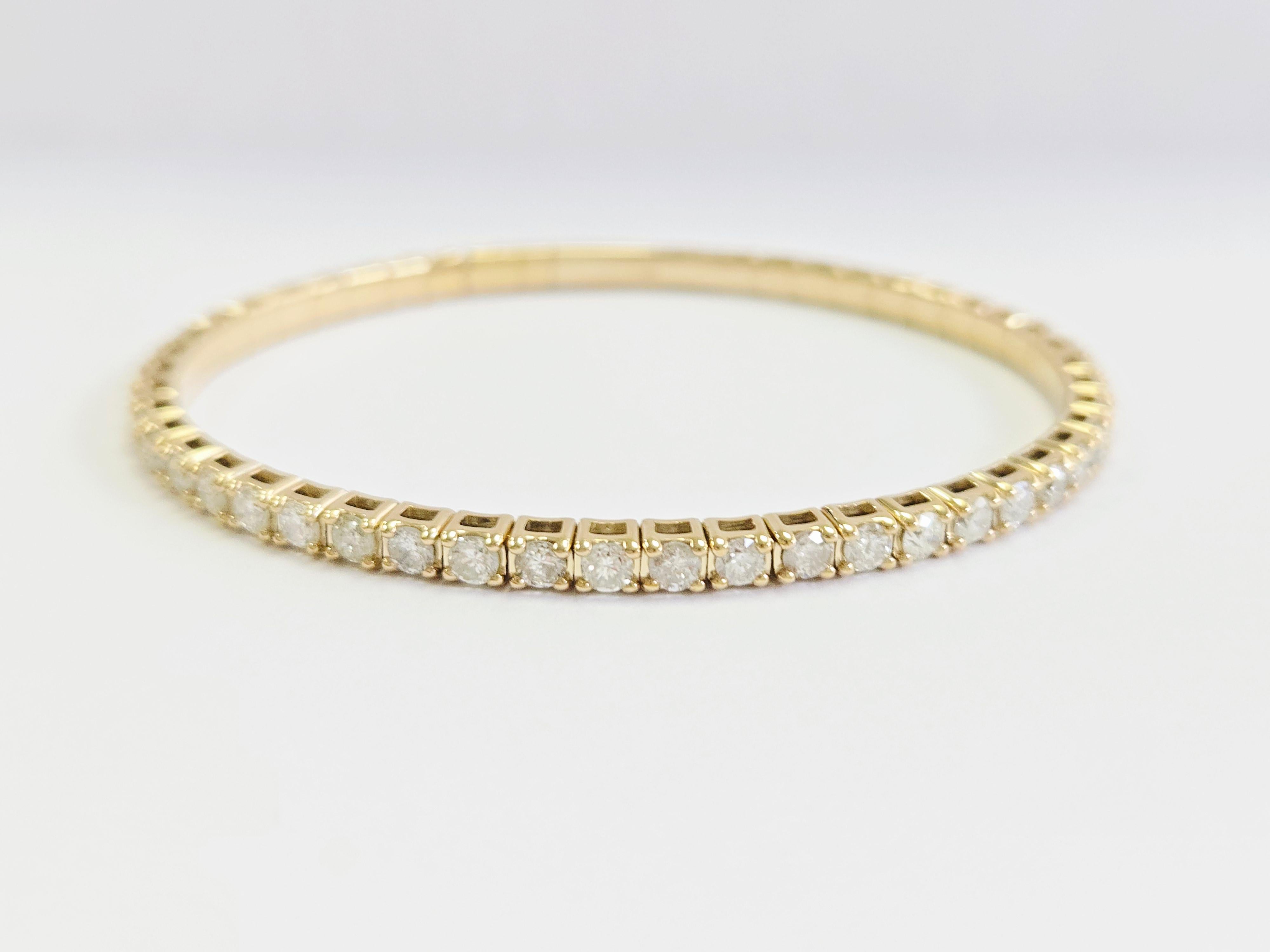 Brazalete Flexible 4,38 Quilates Diamante Natural Oro Amarillo 14 Kilates en venta 2