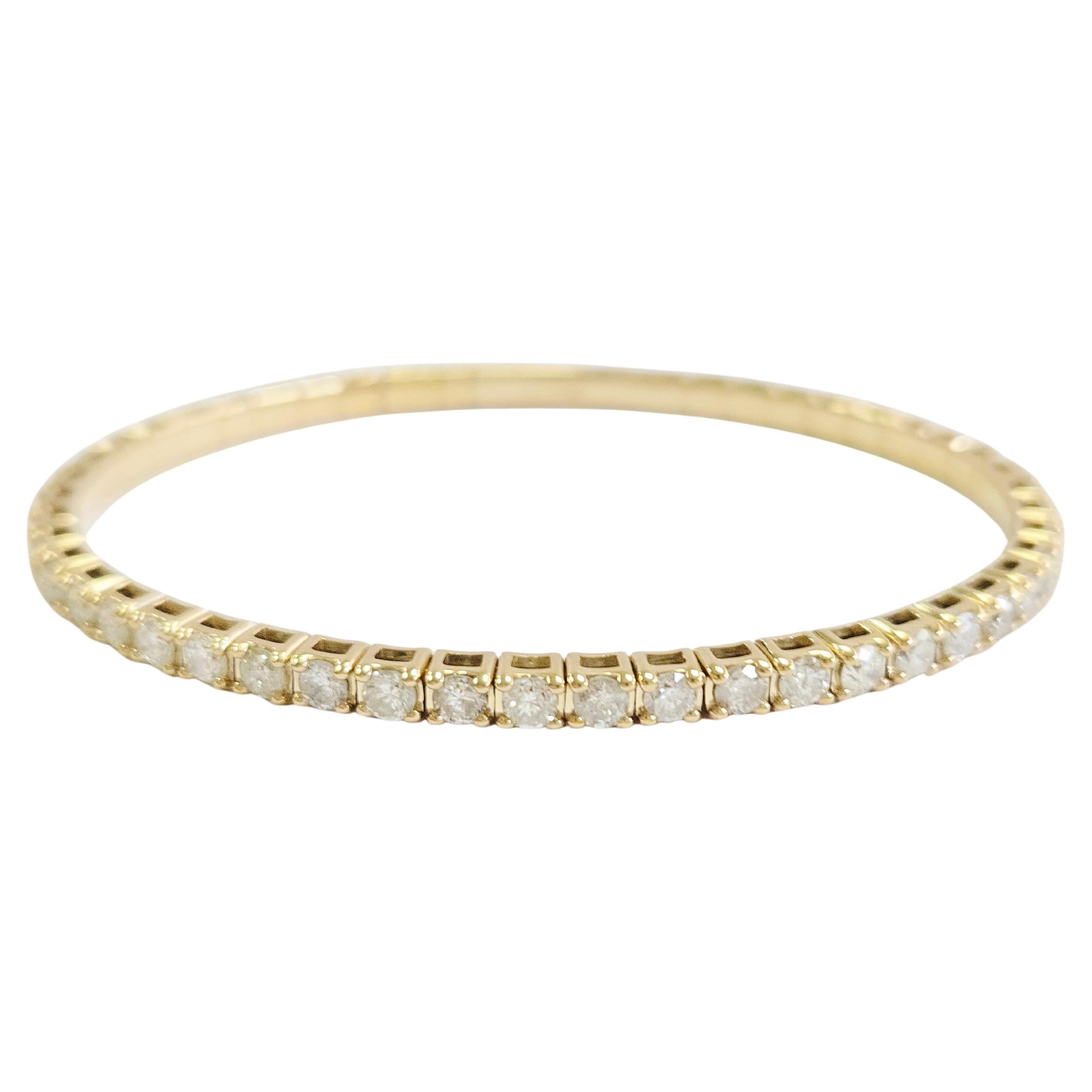 4.38 Carat Flexible Bangle Natural Diamond Yellow Gold 14 Karat