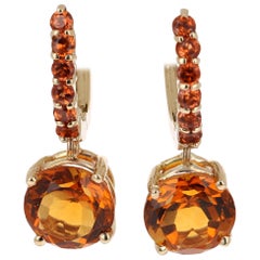 4.38 Carat Orange Garnet and Citrine Drop Earrings