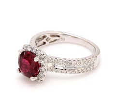 4.38 Ct. Red Spinel & Diamond Halo 18k White Gold Cocktail Band Engagement Ring