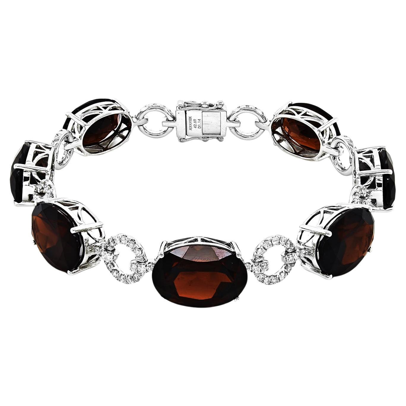 43.83 Carats Rhodolite Diamond White Gold Bracelet