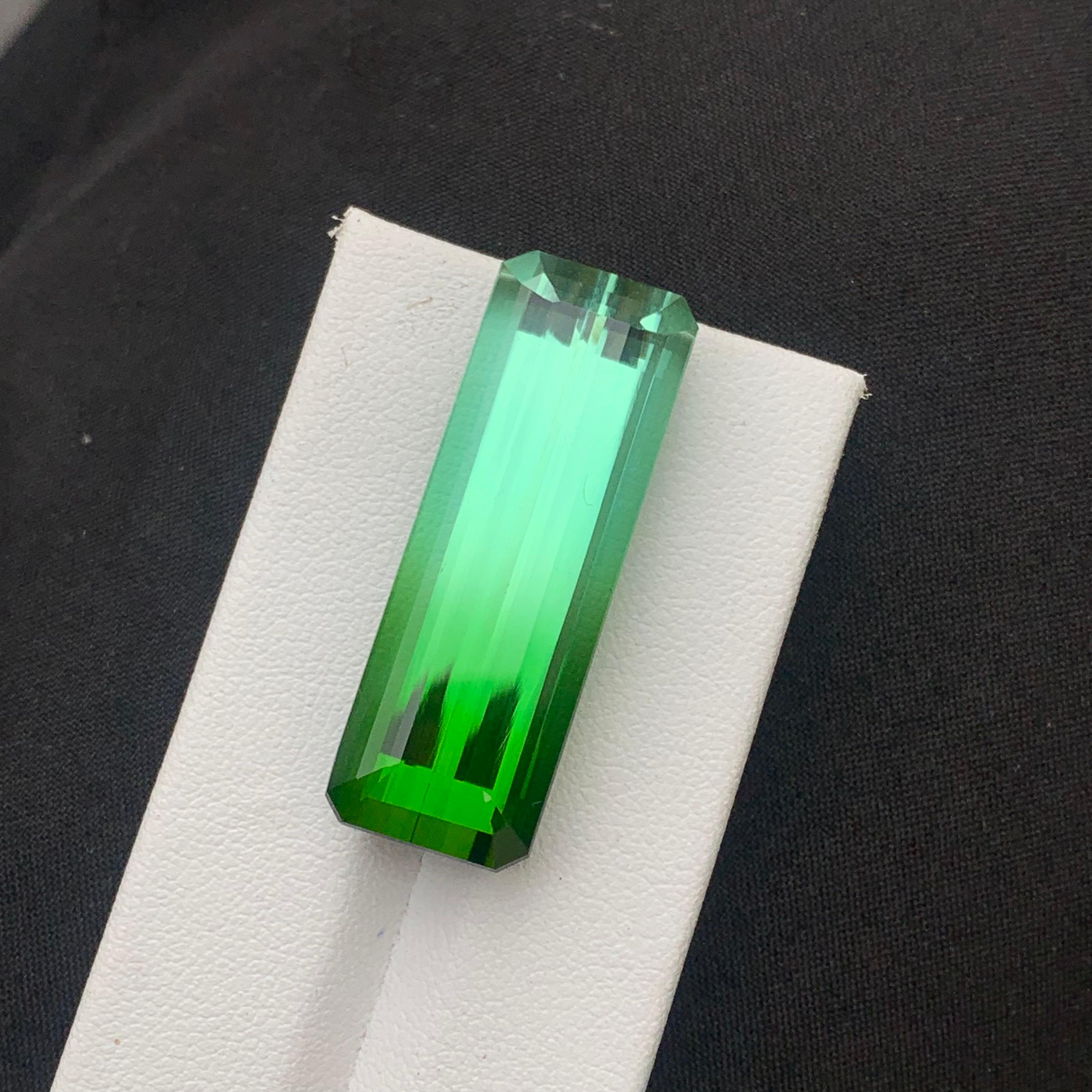 Emerald Cut 43.87 Carat Natural Bi Color Tourmaline Bluish Seafoam Green from Afghanistan For Sale