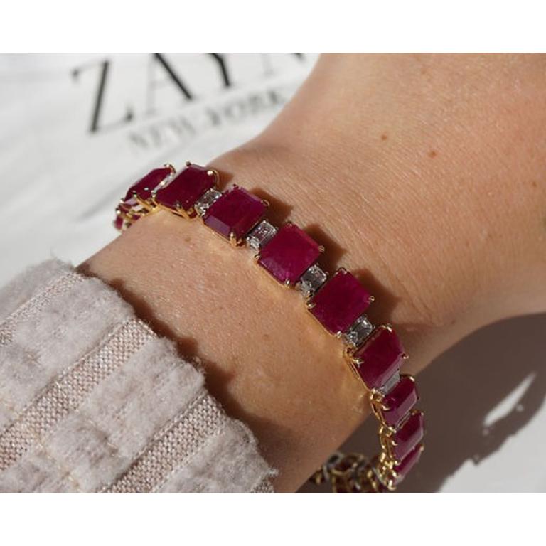 43.89 Carat Mozambique Ruby EC Bracelet In New Condition For Sale In New York, NY