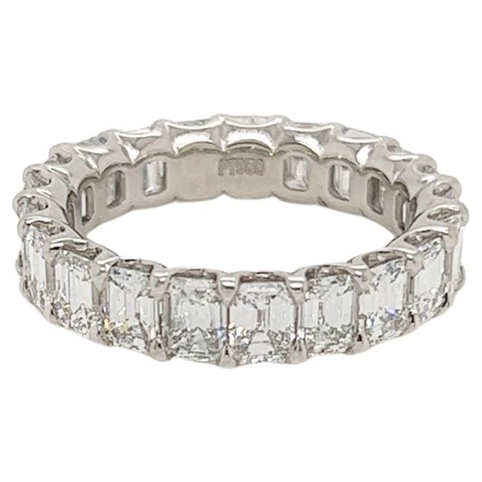 4.38 Total Carat Shared Prong Diamond Eternity Band in Platinum For Sale