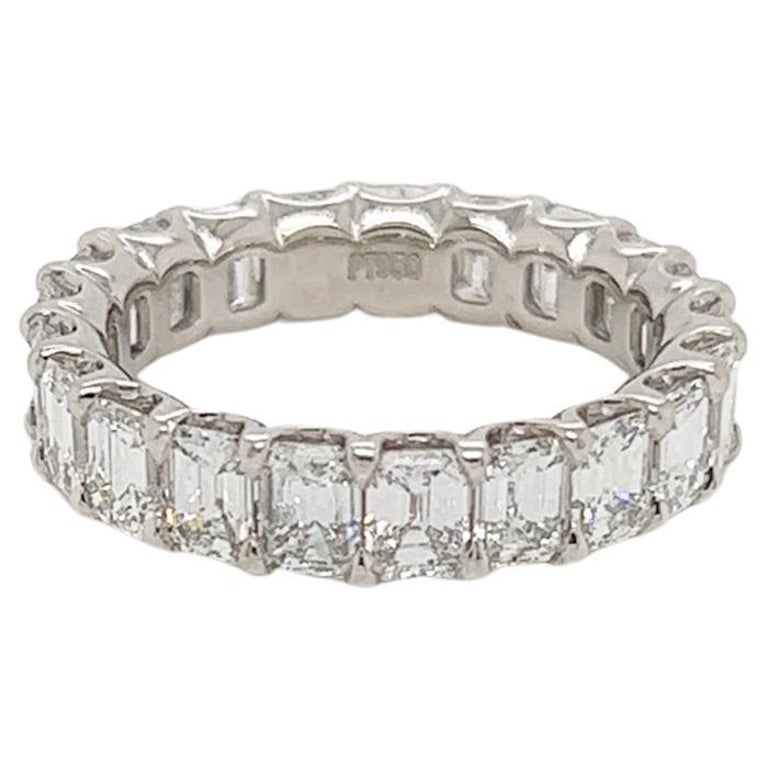 4.38 Carat Shared Prong Diamond Eternity Band in Platinum For Sale