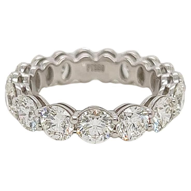 4.38 Total Carat Shared Prong Diamond Eternity Band in Platinum For Sale