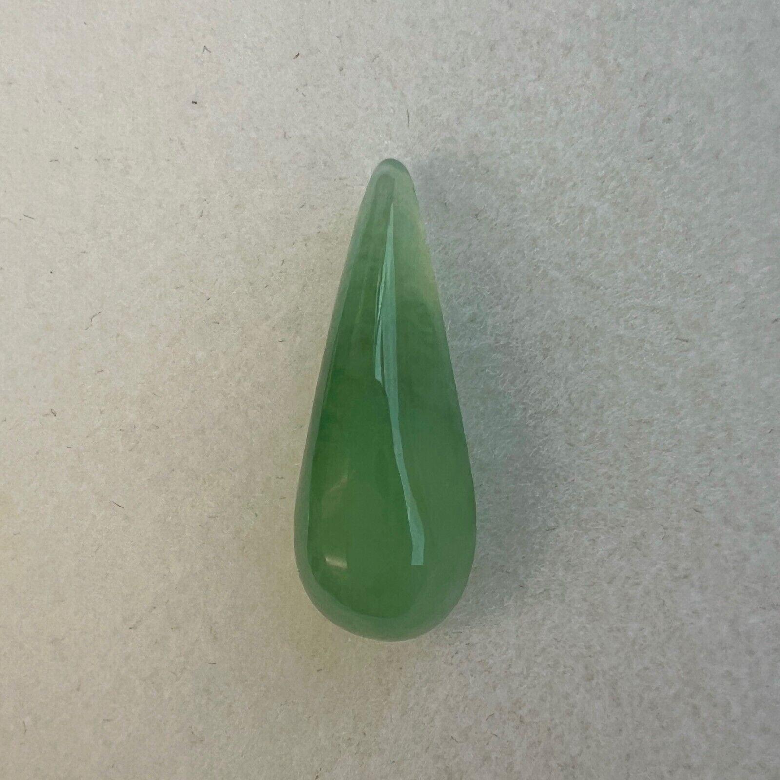 Pear Cut 4.38Ct Green Jadeite Jade IGI Certified Natural ‘A’ Grade Pear Cabochon Gem For Sale