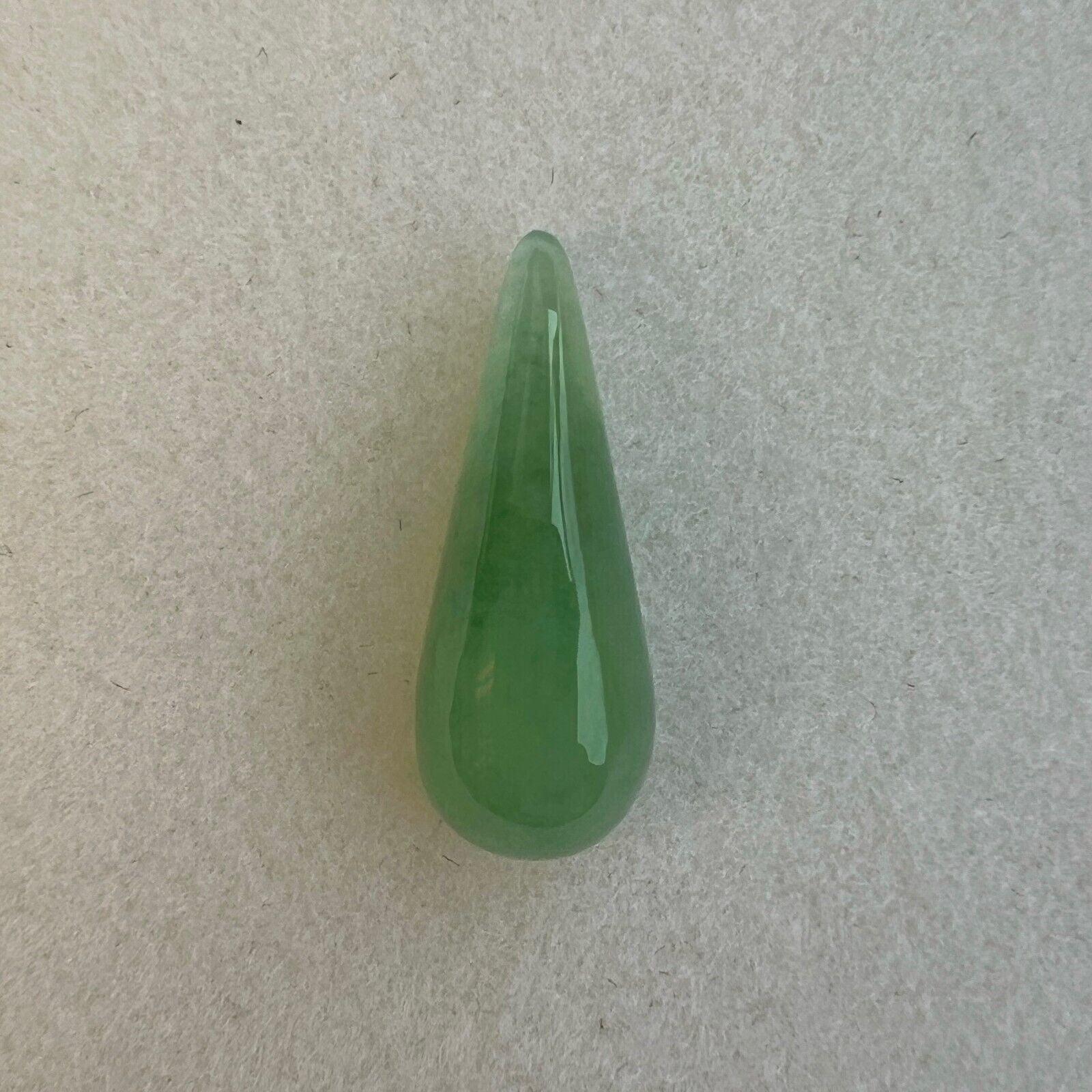 4.38Ct Green Jadeite Jade IGI Certified Natural ‘A’ Grade Pear Cabochon Gem In New Condition For Sale In Birmingham, GB