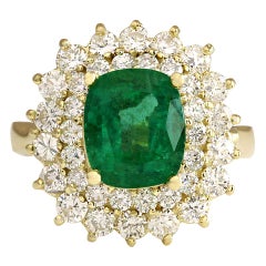 Emerald Diamond Ring In 14 Karat Yellow Gold
