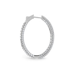 Abe Mor 4.39 Carat TW 3 Row Pave Diamond 1.5 Inch Oval Hoop Earrings in 18K