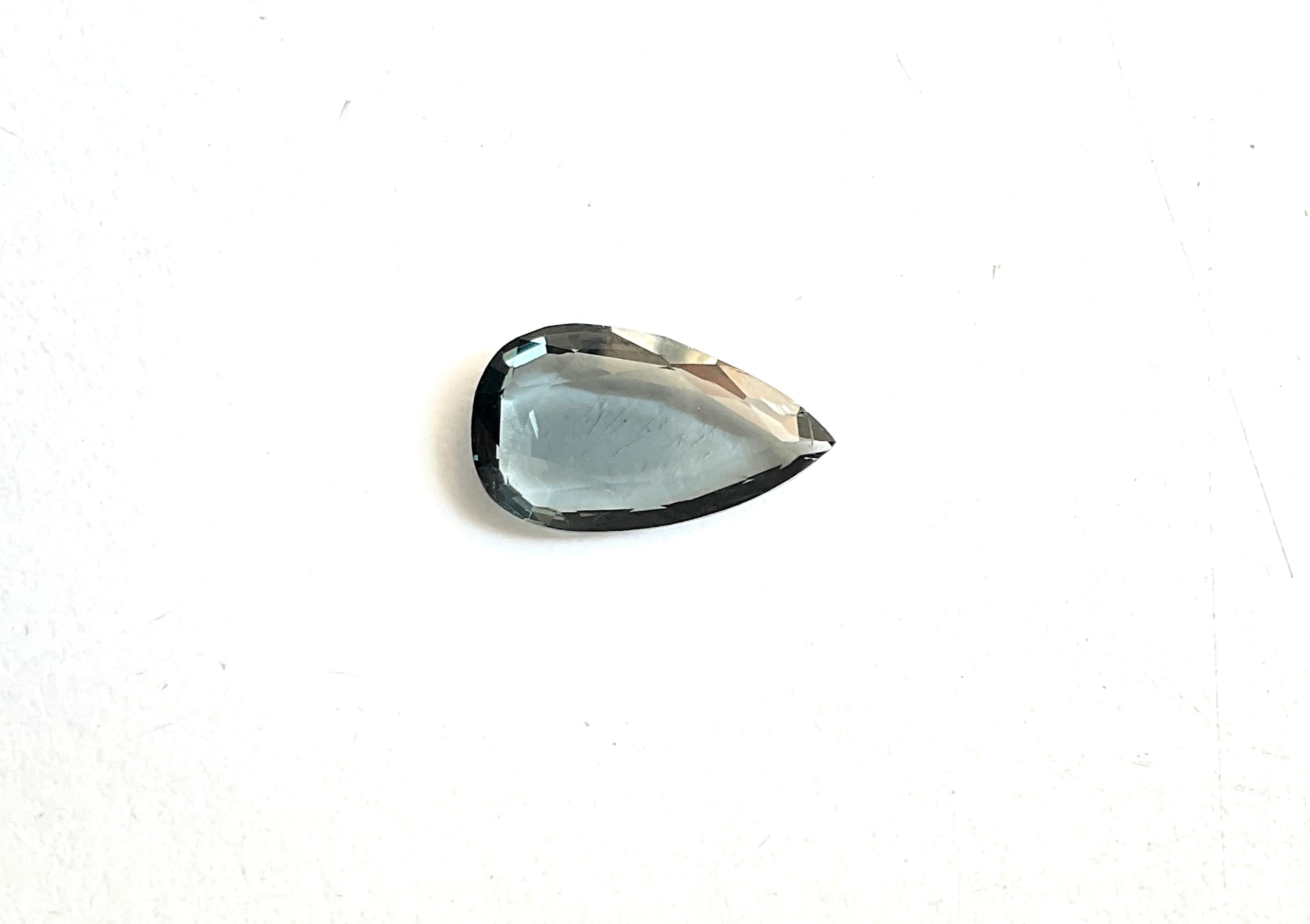 Women's or Men's 4.39 Carats Grey Burmese Spinel Pear Rose Cut Stone Natural Gemstones For Sale