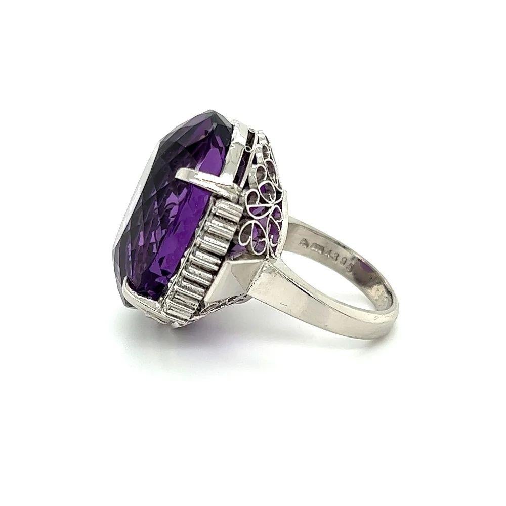 Women's 43.95 Carat Oval Amethyst and Diamond Platinum Vintage Cocktail Ring