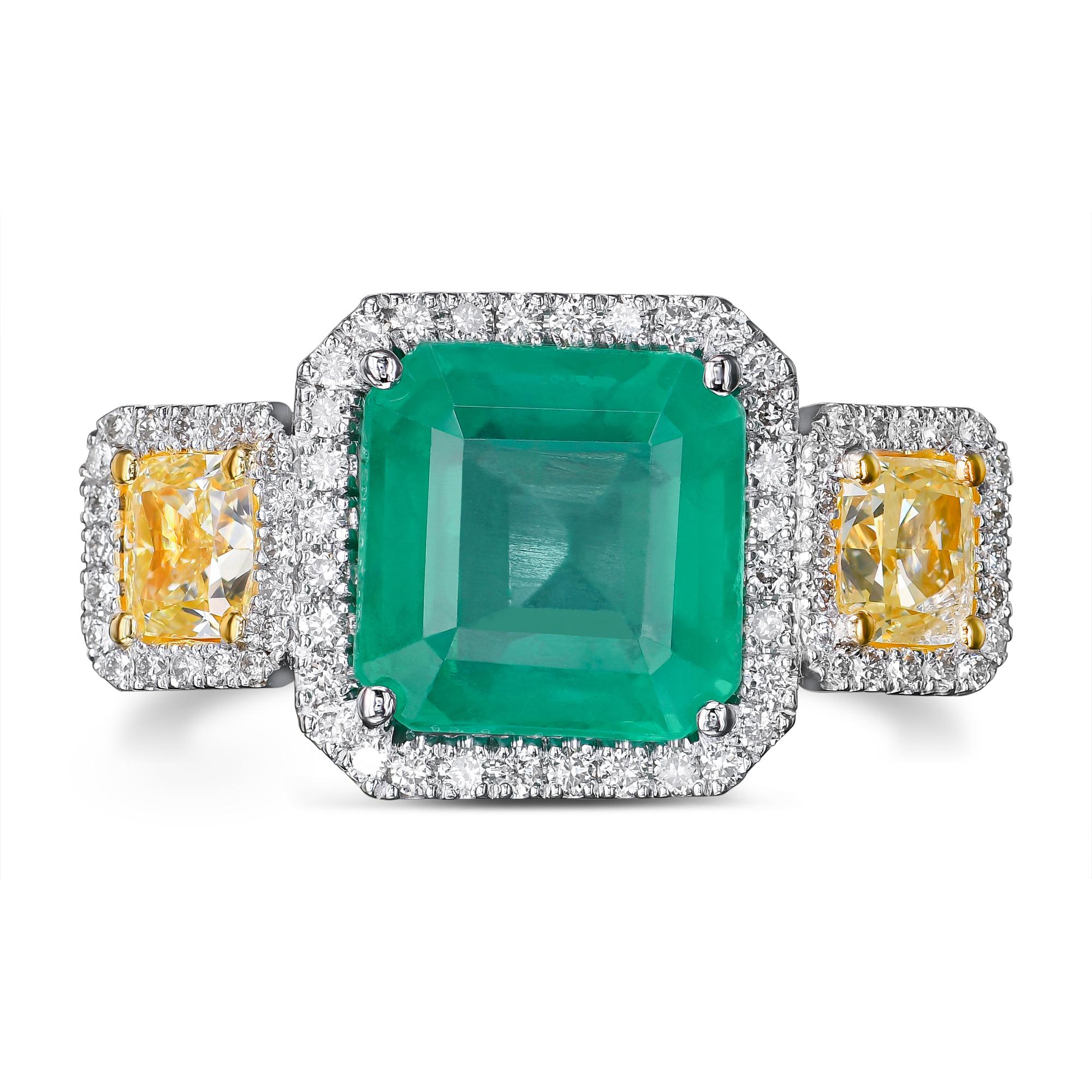 Art Deco $1 NO RESERVE - 4.39ct Emerald, 1.17ct Fancy Diamonds & 0.50ct F-G Diamonds