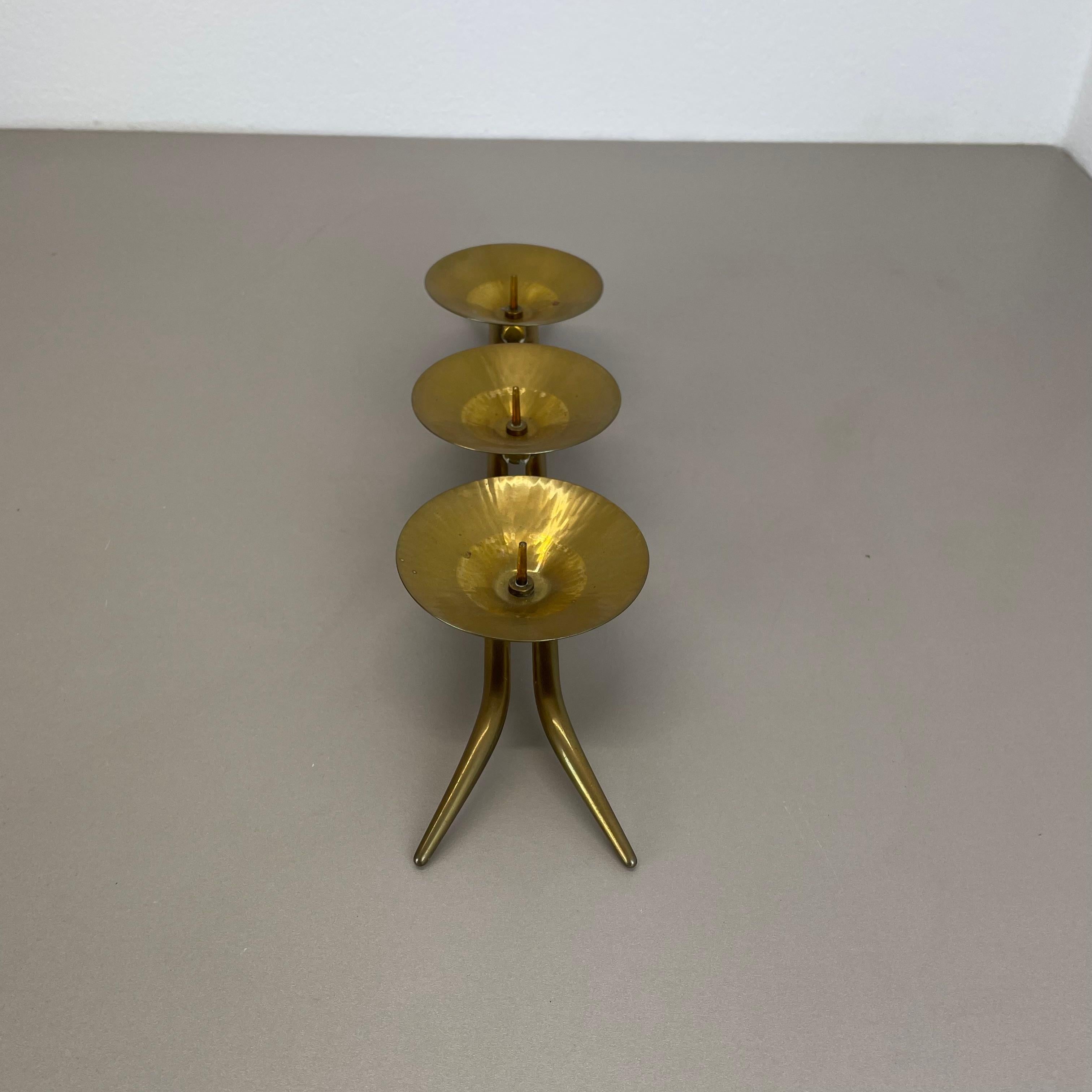 43cm Modernistischer Auböck Stil Brutalistischer Kerzenständer aus Messing, Österreich 1950er Jahre im Angebot 8