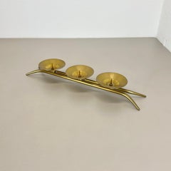 43cm Modernist Auböck Style Brutalist brass metal Candleholder, Austria 1950s