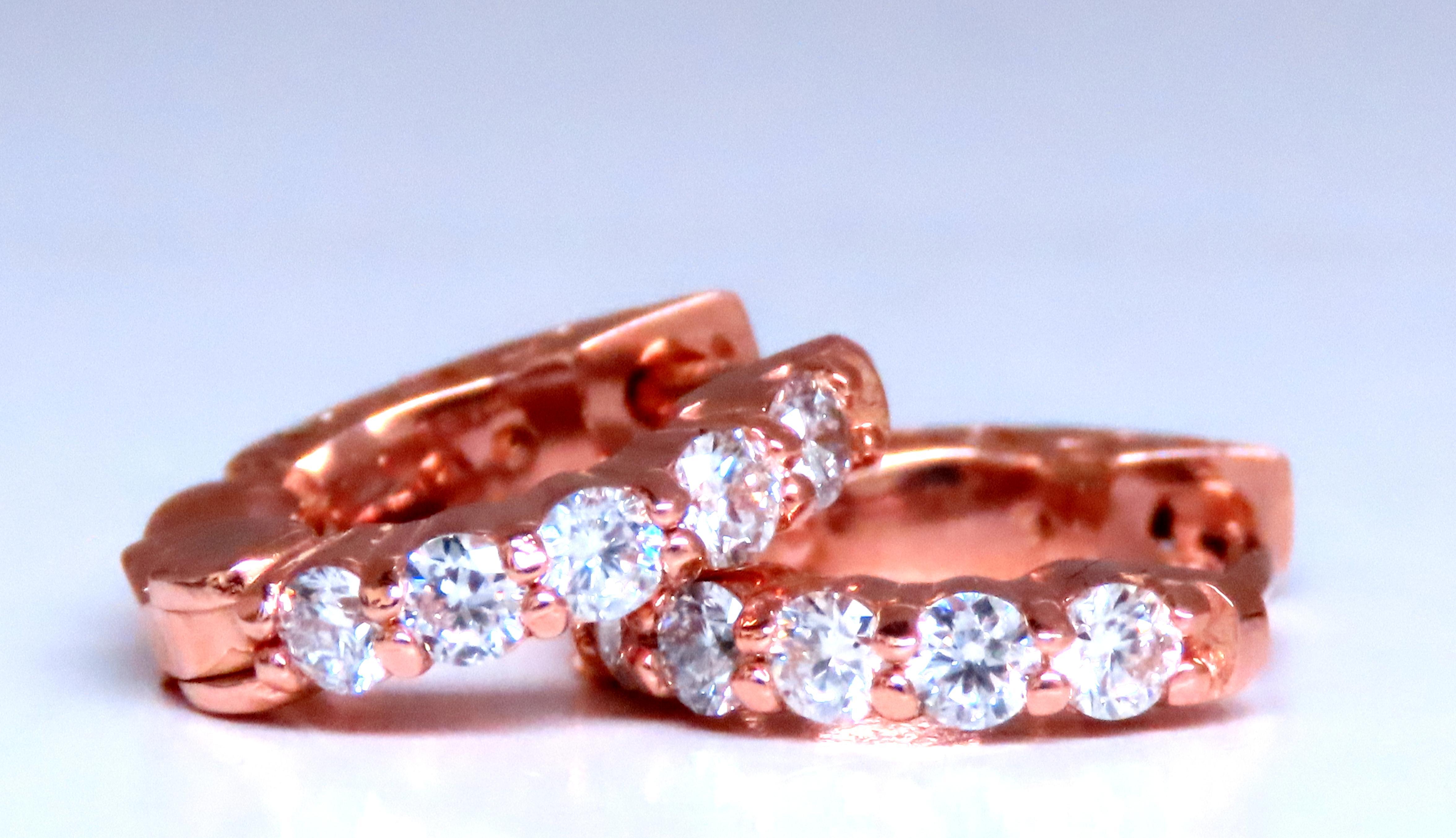 .43ct Diamantes Mini Pendientes de aro Oro rosa de 14 quilates 12492 Contemporáneo en venta