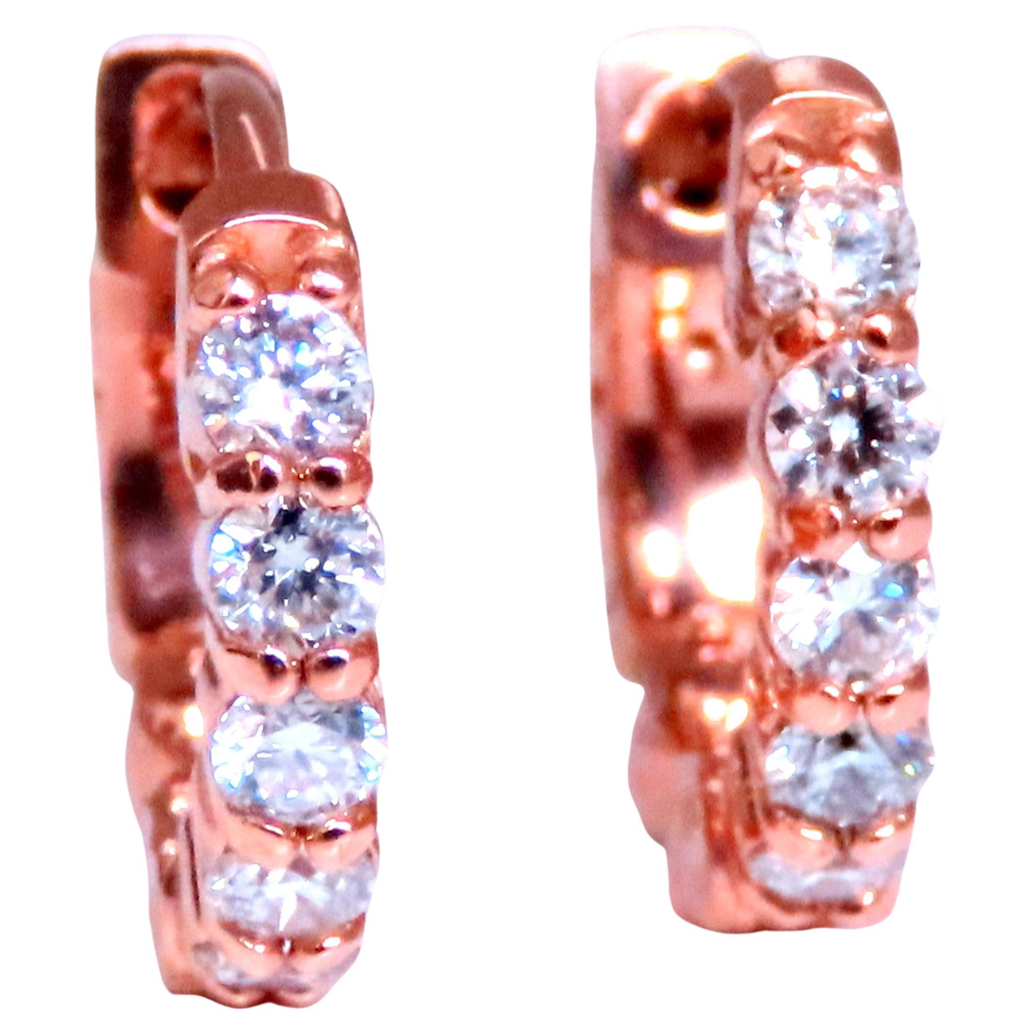 .43ct Diamantes Mini Pendientes de aro Oro rosa de 14 quilates 12492