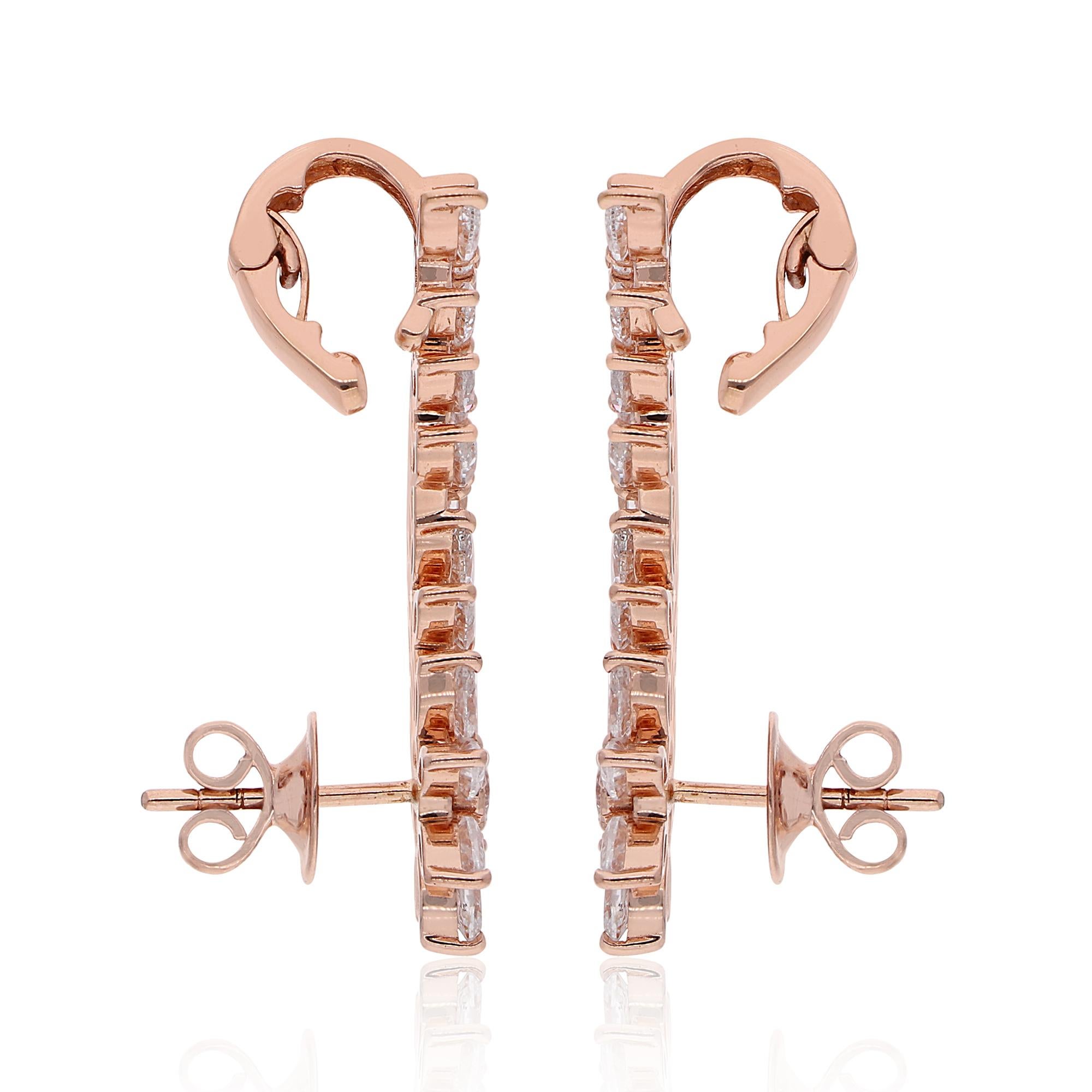 4.3Ct Marquise Diamant 14 Karat Rose Gold Ohr Climber Manschette Ohrringe Feiner Schmuck im Zustand „Neu“ im Angebot in Diera, Dubai