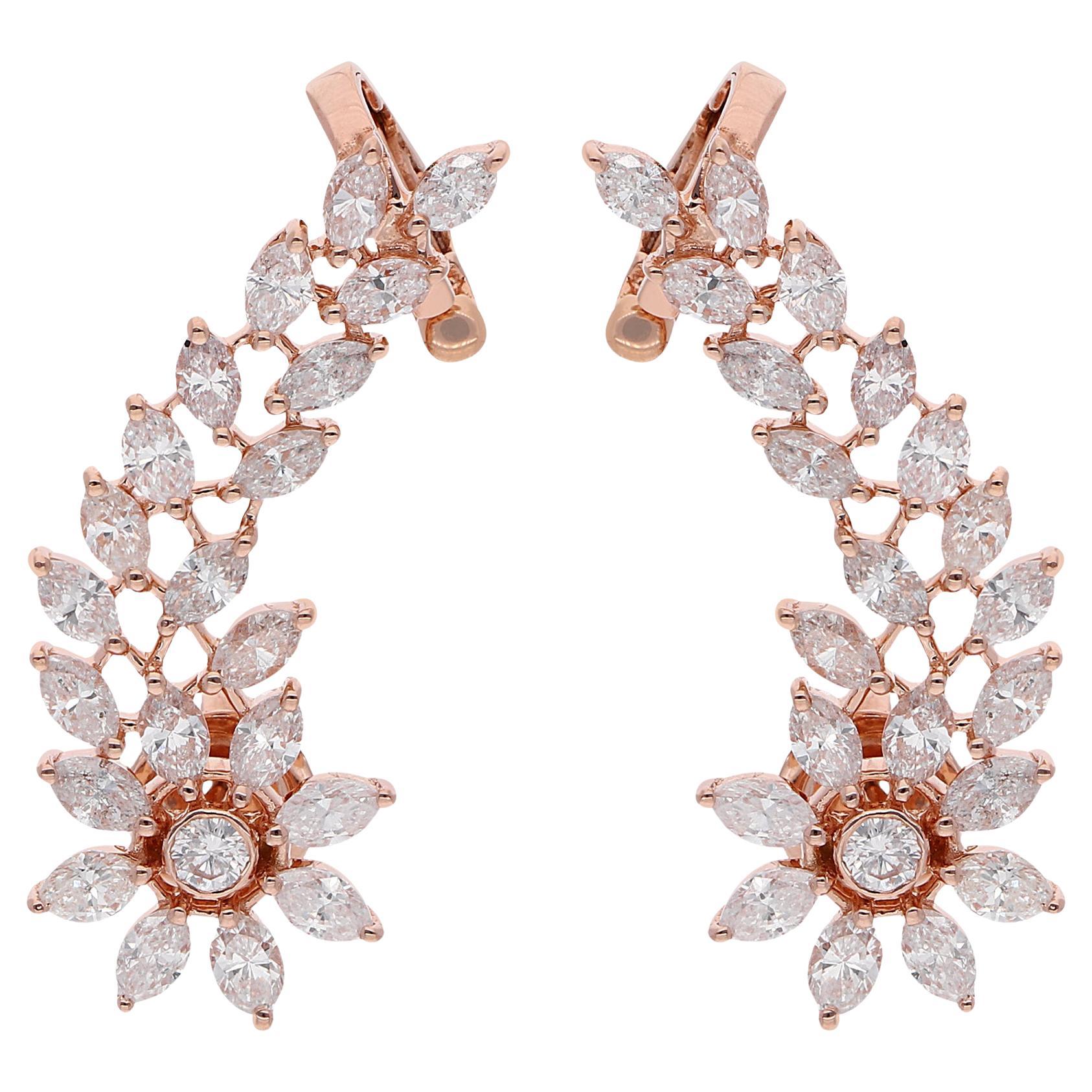 4.3Ct Marquise Diamond 14 Karat Rose Gold Orecchini a polsino Fine Jewelry