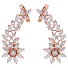 4.3Ct Marquise Diamond 14 Karat Rose Gold Orecchini a polsino Fine Jewelry