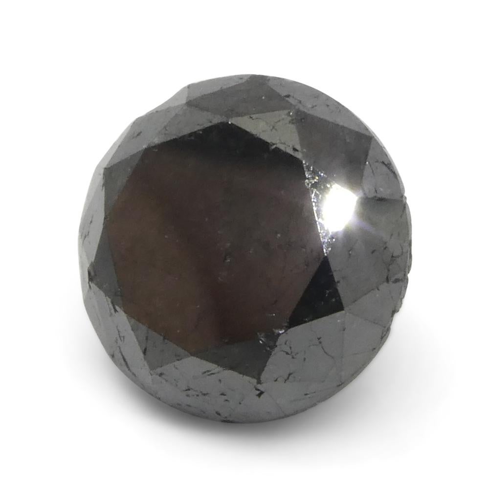 4.3ct Round Brilliant Cut Black Diamond  In New Condition For Sale In Toronto, Ontario