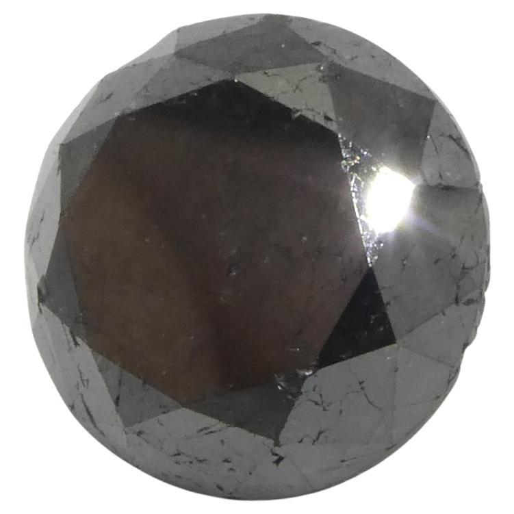 4.3ct Round Brilliant Cut Black Diamond  For Sale