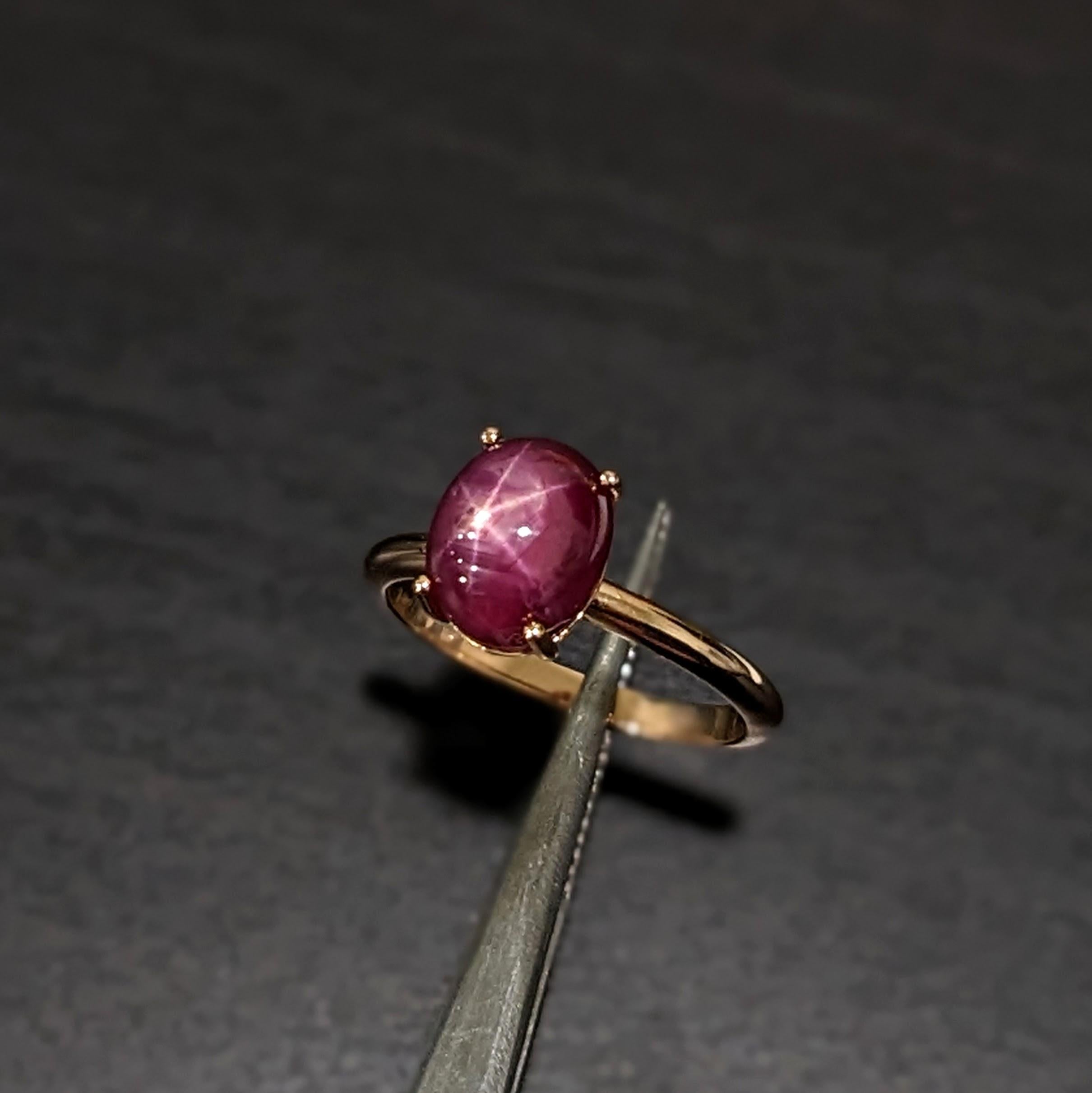 A star ruby is a type of gemstone that displays a six-rayed star when light is shone onto it. Star rubies are unique and mystical gemstones. This art deco solitaire ring features a stunning red star ruby in a single prong setting.