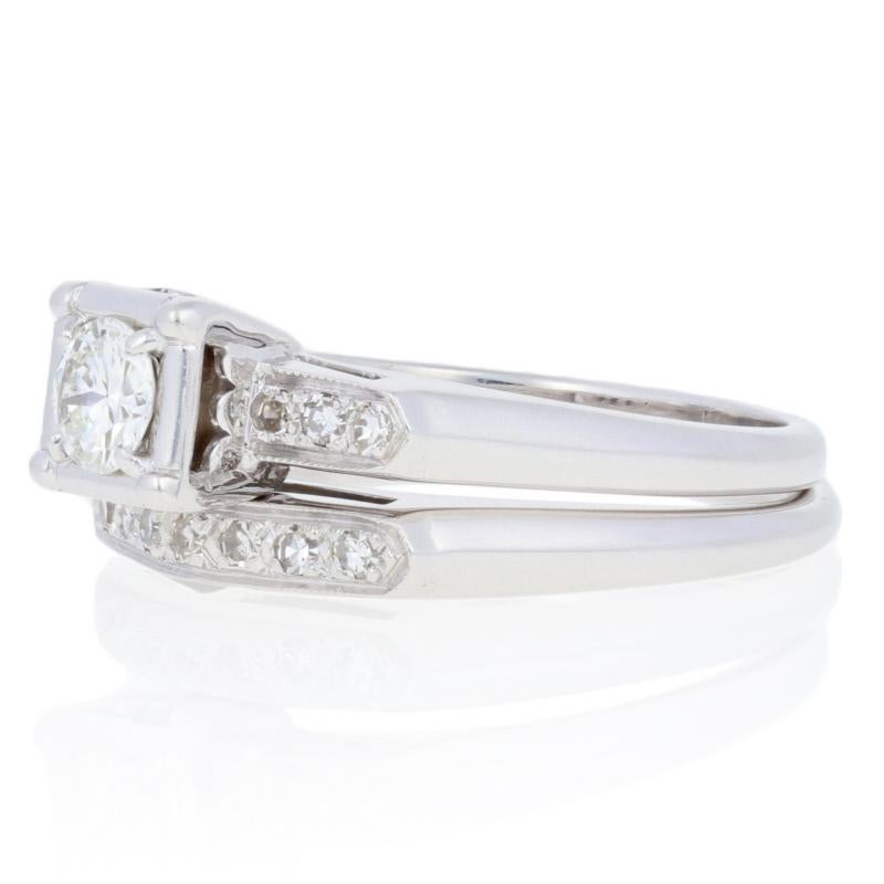 For Sale:  .43ctw Round Brilliant Diamond Vintage Engagement Ring & Wedding Band 14k Gold 2