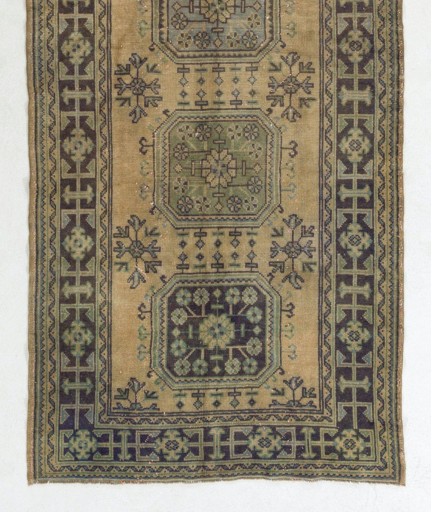 Oushak 4.3x11.3 ft Vintage Handmade Hallway Runner, Circa 1960, Turkish Corridor Rug For Sale