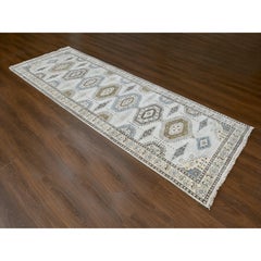 4'3"x12' Intellectual Gray Persian Village Soft Wool Hand Knotted Runner Rug