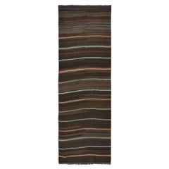 Runner Kilim turco a righe vintage intrecciato a mano 4,3x12,2 piedi, "a trama piatta".