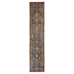 4
3"x19
 Blue Heriz All Over Design Aryana Grade Hand Knotted Wool Runner Rug