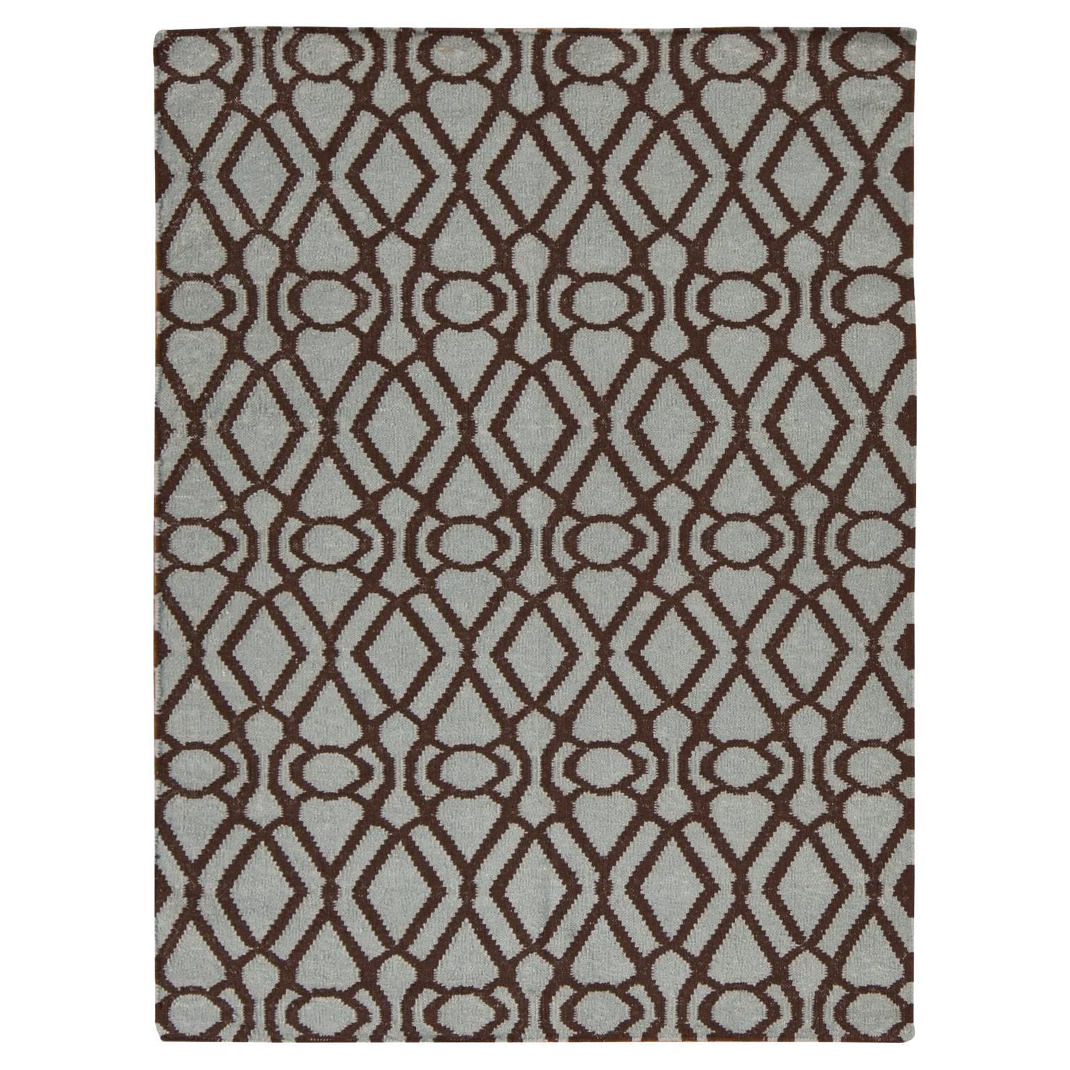 4'3"x5'10" Green, 100% Wool, Hand Woven, Flat Weave Kilim, Reversible Rug For Sale