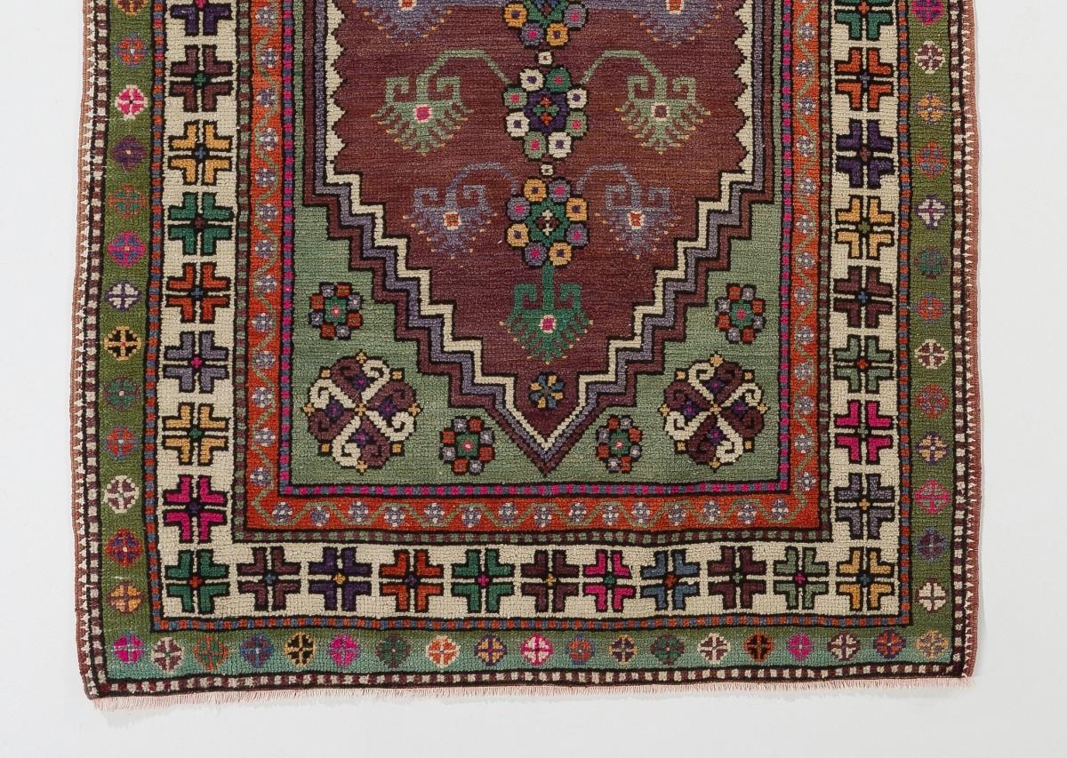 Tribal 4.3x5.3 Ft Traditional Hand-Knotted Vintage Anatolian Rug, Woolen Floor Covering For Sale