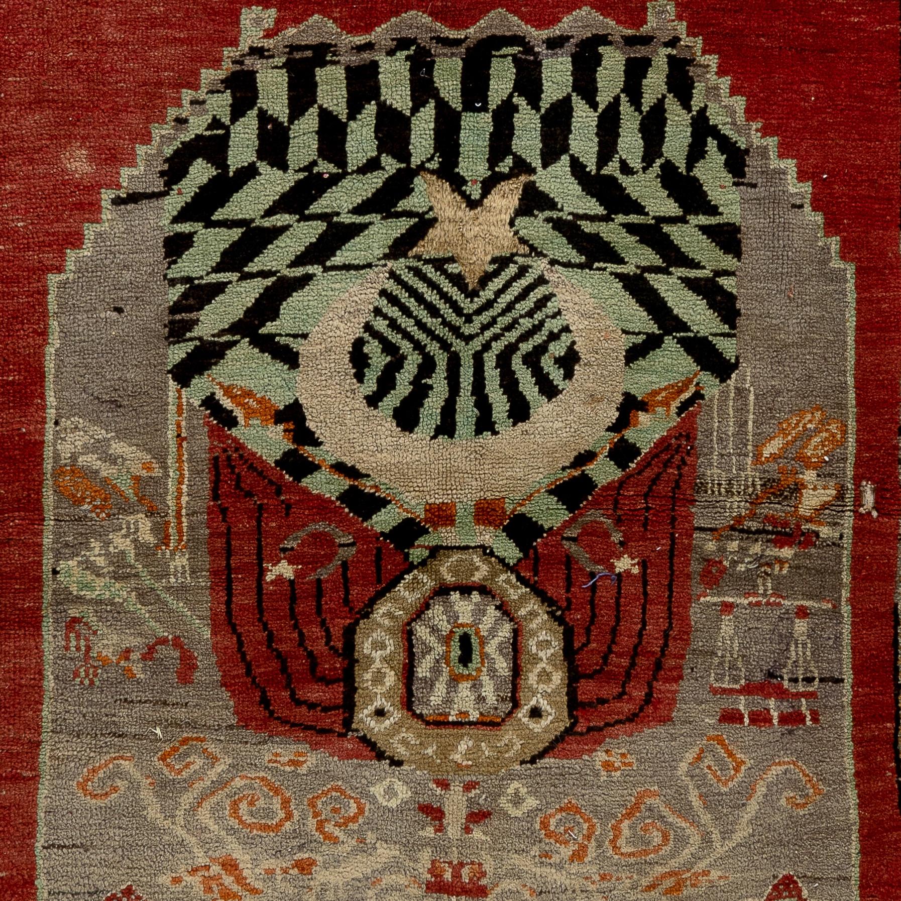 Other 4.3x5.8 Ft Semi Antique Turkish Rug, Dated 1959, Inscripted in Ottoman Turkish For Sale