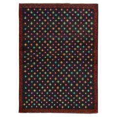 4'3"x6' Black Colorful Afghan Baluch Hand Knotted Pure Wool Oriental Rug