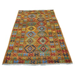 4
3 "x6
Arancione Colorful Afghan Baluch Tribal Design Tappeto annodato a mano in pura lana