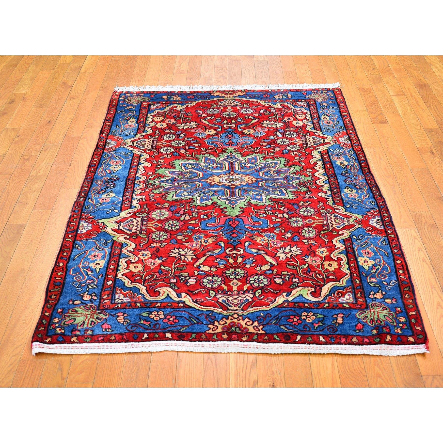 This is a truly genuine one-of-a-kind New Persian Nahavand with Vivid Colors Dense Weave Organic Wool Hand Knotted Oriental Rug. It has been woven for months and months in the centuries-old Persian weaving craftsmanship techniques by expert
