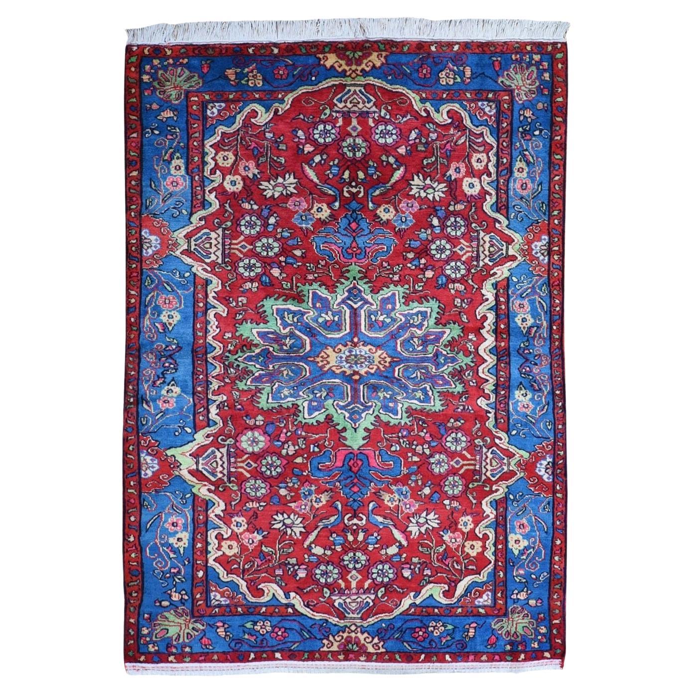4'3"x6'2" New Persian Nahavand with Vivid Colors Organic Wool Hand Knotted Rug For Sale