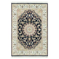 4'3"x6'3" Gale Force Blue 250 KPSI Nain Denser Weave Hand Knotted Rug