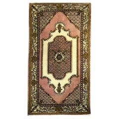 4
3"x6
7" Turkish Beige Rose Sage Green Vintage Rug Anatolia Carpet hand-knotted