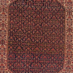 4.3x6.8 ft Fine Antique Persian Senneh Wool Rug with Colorful Silk Warps & Wefts